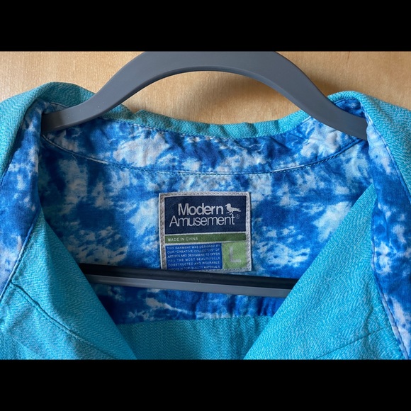 Modern Amusement Blue Button Down w/ Aztec Pocket - Picture 3 of 3